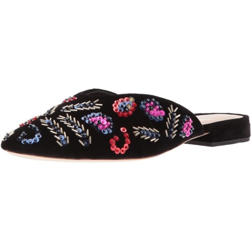 NIB Loeffler Randall Women's Quinn Velvet Embellished Slide Mule, 9, $395